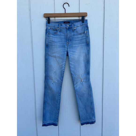 J.Crew Jeans, Raw‎ Hem, Distressed, Cotton Poly Elastane Blend, Sz 25 - Picture 1 of 7